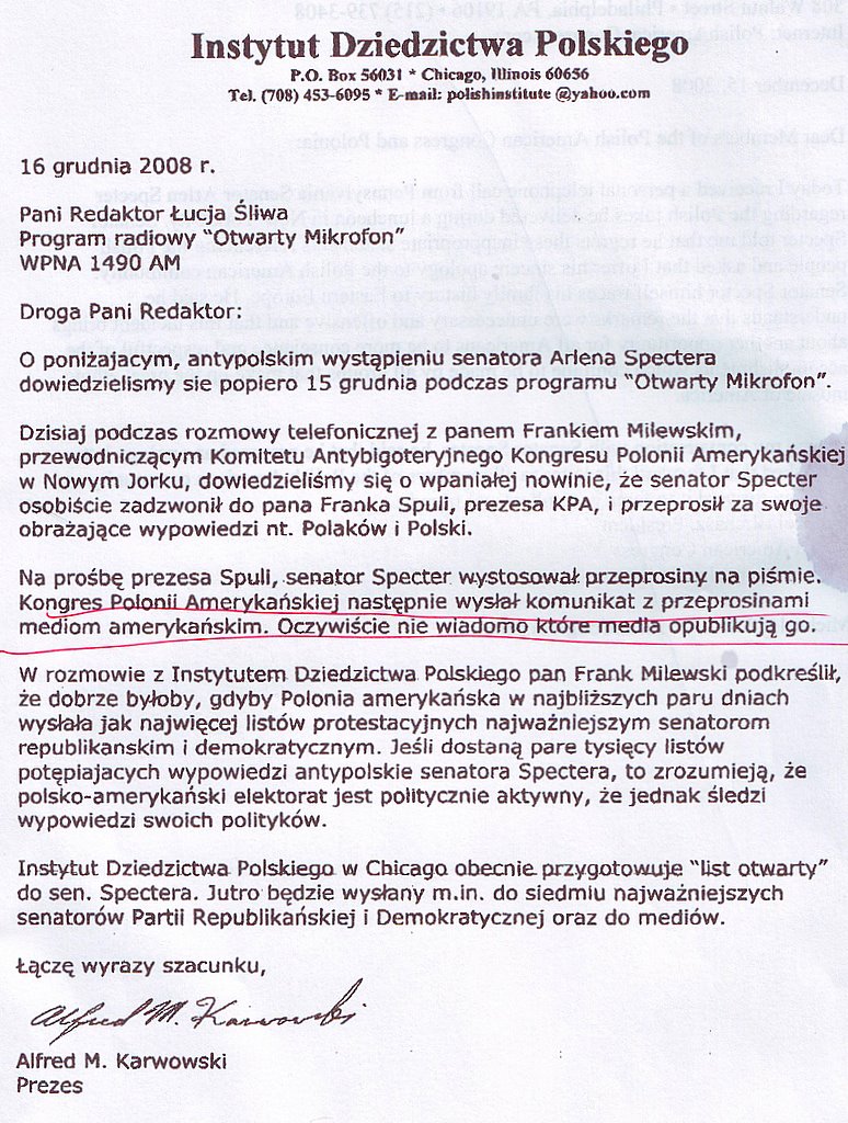 A. Karwowski letter